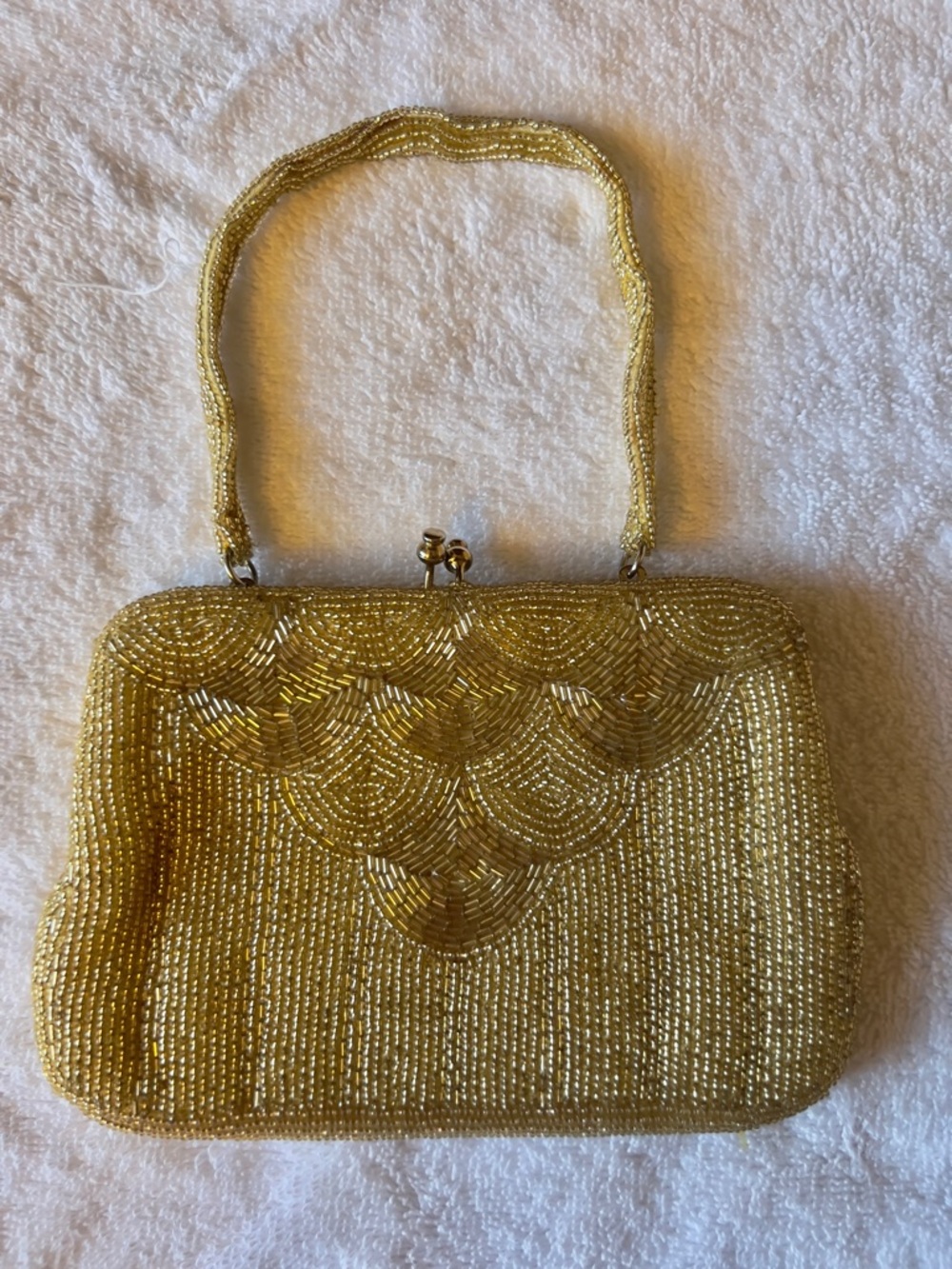 Gold Beaded Evening Handbag - Classic Women's Bag